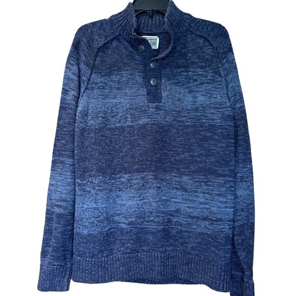 Men's Converse One Star Long Sleeve Blue 1/4 Button Sweater, Size M, EUC - Picture 1 of 4